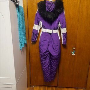 Super cute purple & white one piece snowsuit